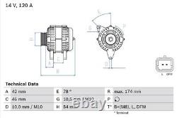 Alternator fits PEUGEOT 1007 KM 1.6 05 to 11 Bosch 5702A5 5705HA 57056N 57058F