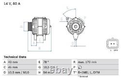 Alternator fits PEUGEOT 206 1.4 98 to 09 Bosch 5705AZ 5705GP 5705KY 57054J