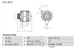 Alternator fits PEUGEOT 206 1.4 98 to 09 Bosch 5705FV 57052B 57054U 57054V