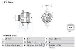 Alternator fits PEUGEOT 308 CC, Mk1 1.6 07 to 14 Bosch 5702J3 V757695680 5705KQ